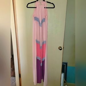 Colorblock Halter Maxi Dress